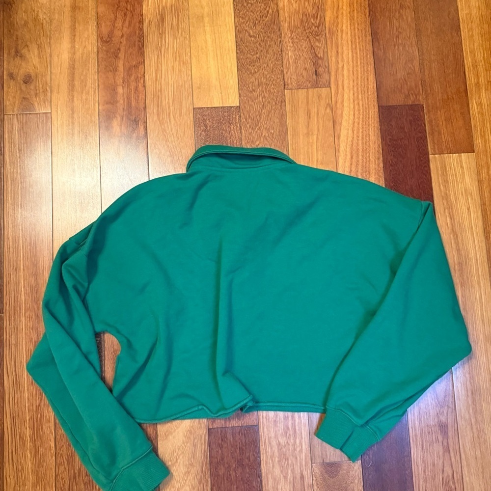 Sunday Best | Oversized cropped green long sleeve polo sweater size large - Picture 4 of 4
